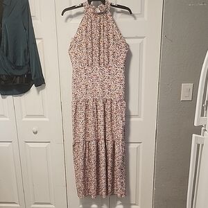 Floral Halter Neck Maxi  Dress Ptp15 1/2  Length 43